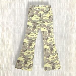 Vintage Garage Women’s Green Camo Low Rise Flare Pants - Size 3